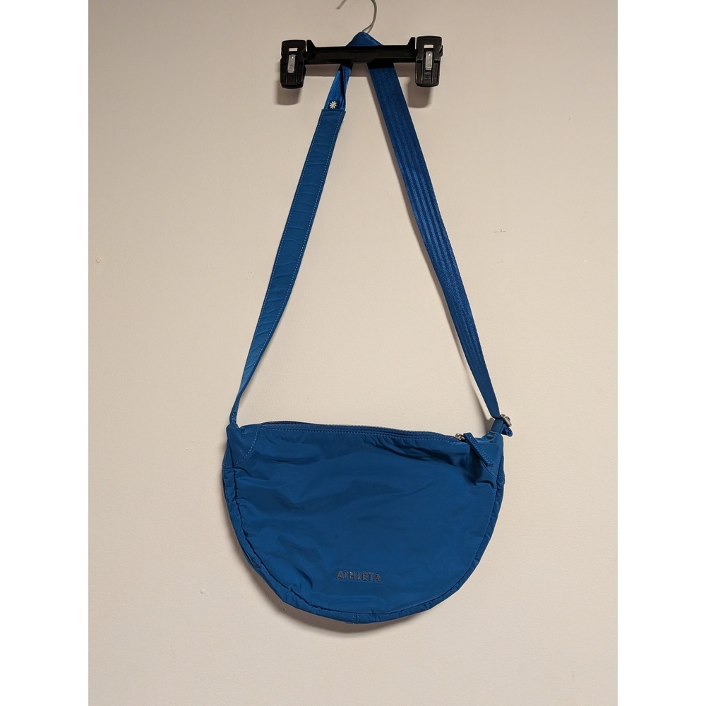 Athleta‎ Women Blue All About Crossbody Bag Crescent Nylon Zip One Size